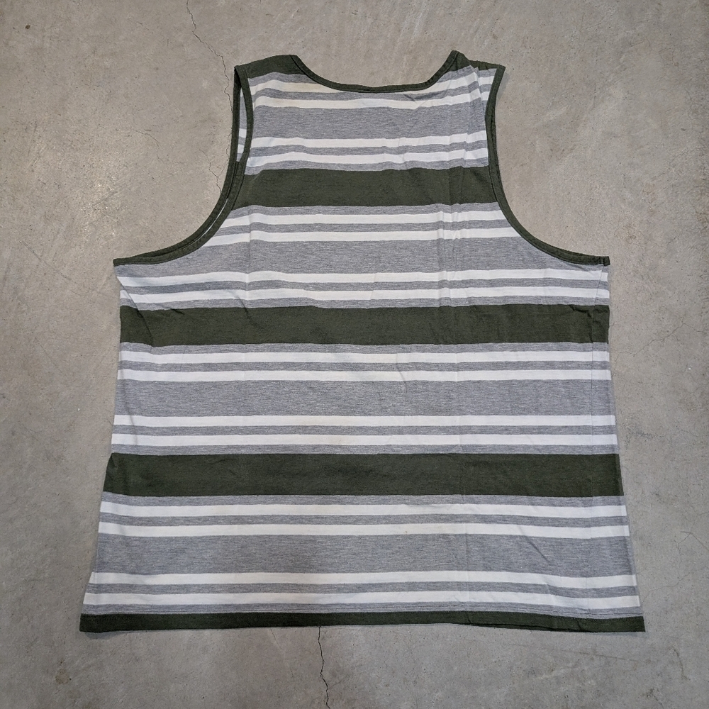 Y2K Oakley Men's XL Striped Tank Top Green and Gray Flaw - Picture 7 of 9